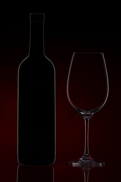 Foto de silueta Botella de Vino y Copa